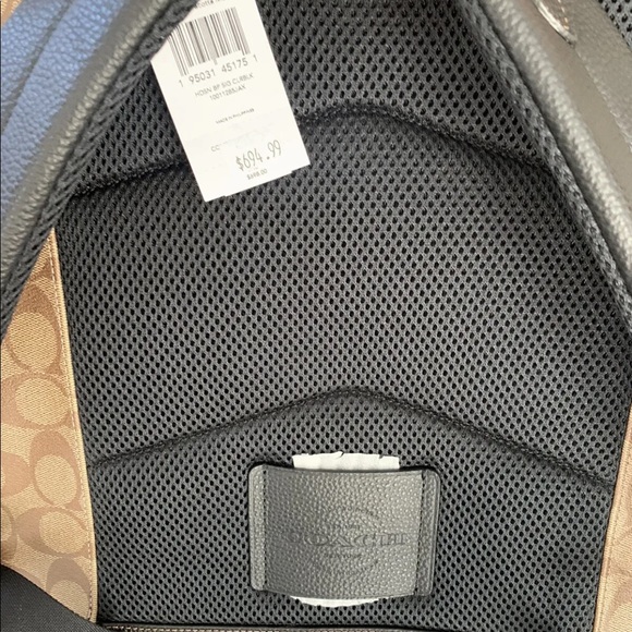 NWT Coach Hudson Backpack In Colorblock Signature Canvas Khaki Terracott… - Picture 7 of 13